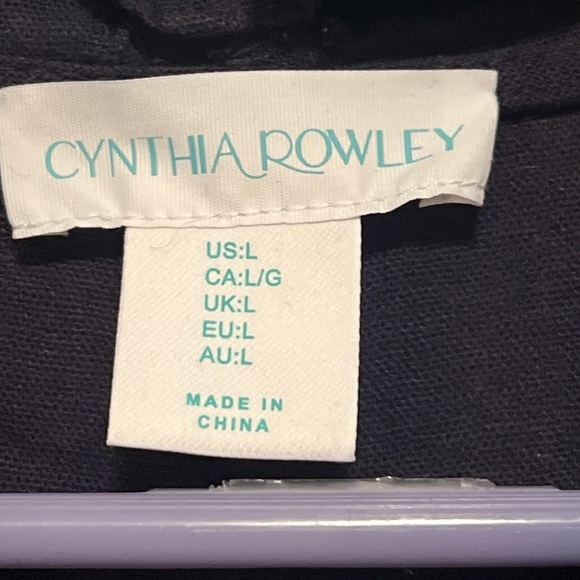 Cynthia Rowley Navy Blue Linen Asymmetrical Cowl Neck Dress - Picture 3 of 6